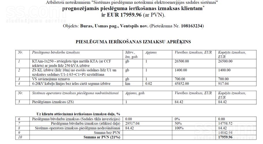 “Buras”, Ventspils un raj., Usmas pag. — zeme