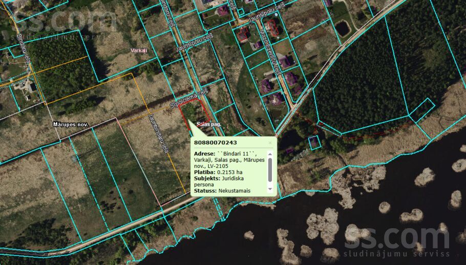 Bindari 11, Varkaļi, Rīgas rajons, Salas pag. — zeme