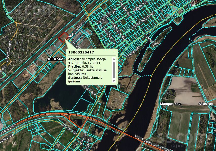 Ventspils šoseja 41, Jūrmala — zeme