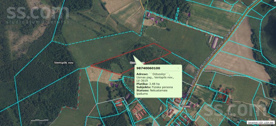 Dižozoliņi, Usma, Ventspils un raj., Usmas pag. — zeme