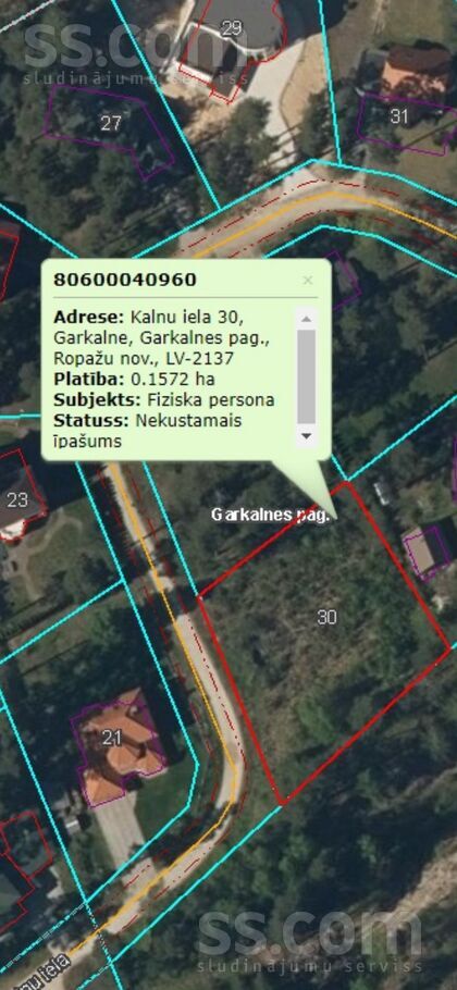 Kalnu iela 30, Garkalne, Rīgas rajons, Garkalnes nov. — zeme