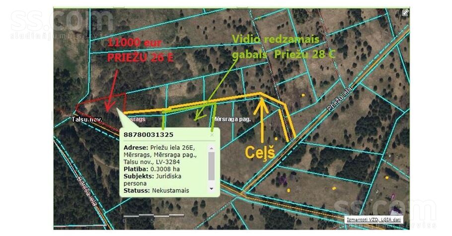 Priežu 26, Mērsrags, Talsi un raj., Mērsraga pag. — zeme