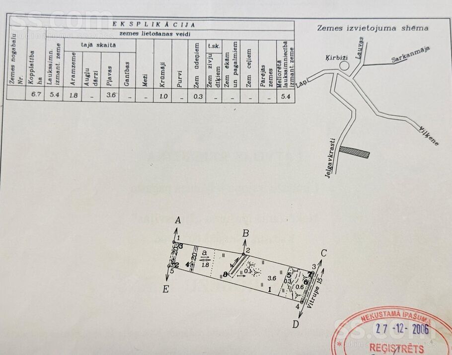 Upesvījas, Limbaži un raj., Viļķenes pag. — zeme