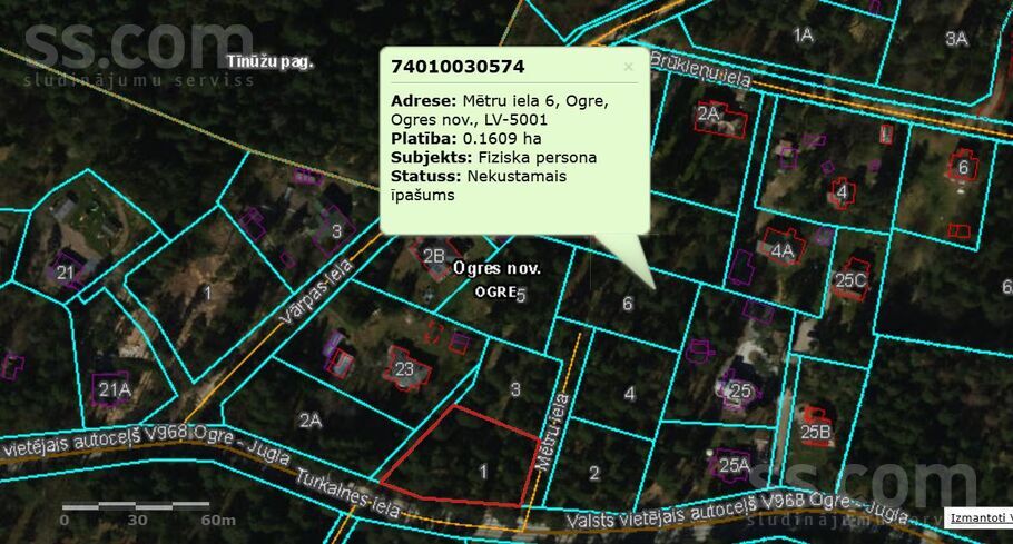 Mētru 1, Ogre un raj., Ogre — zeme