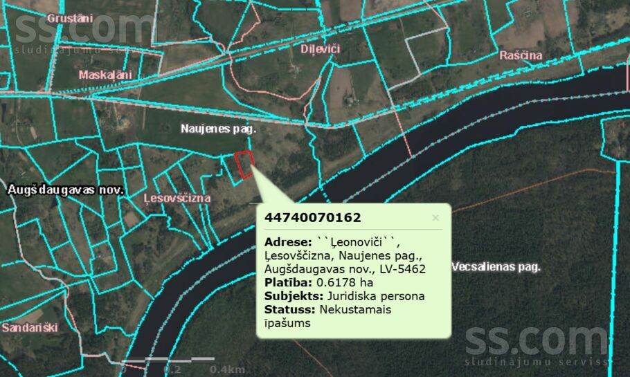 Ļeonoviči 1.2, Ļesovščizna, Daugavpils un raj., Naujenes pag. — zeme