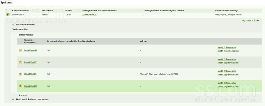 Nomaļi, Jēkabpils un raj., Rites pag. — zeme