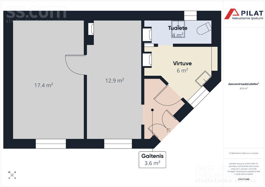 Raiņa iela 1, Liepāja un raj., Liepāja — dzivoklis