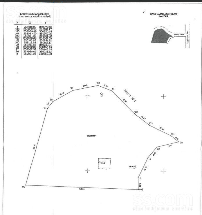 Miera iela 9, Liepāja un raj., Priekule — zeme