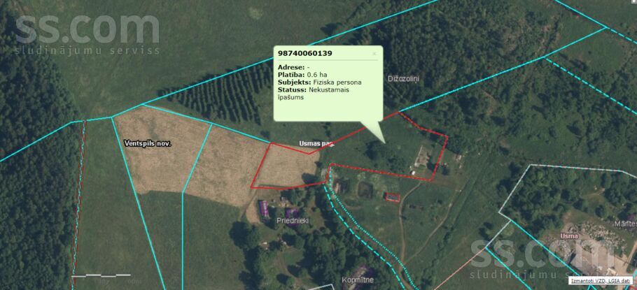 Auziņi, Usma, Ventspils un raj., Usmas pag. — zeme