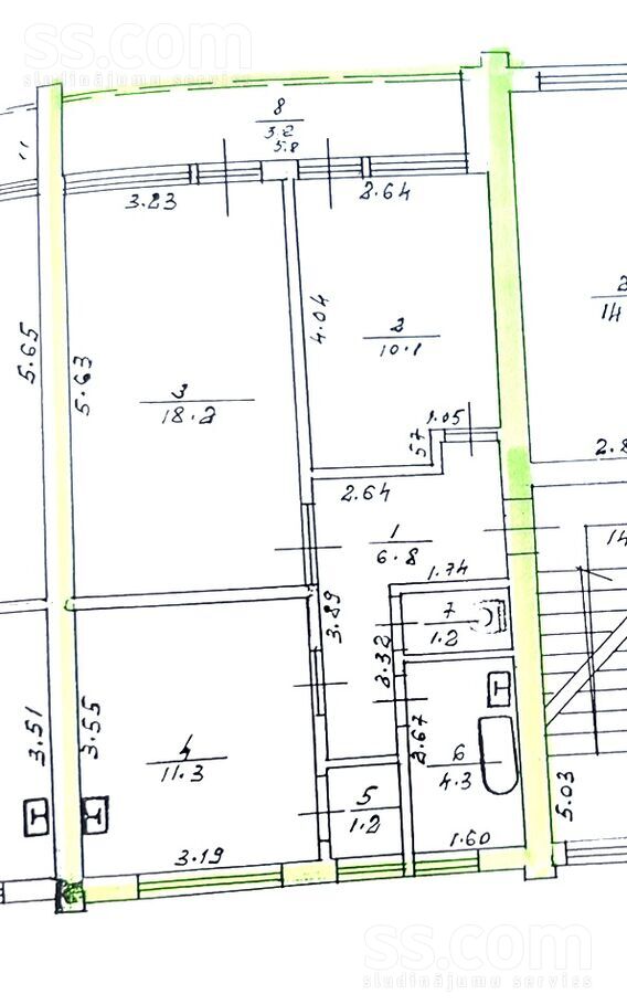 Peldu 2, Liepāja un raj., Durbe — dzivoklis