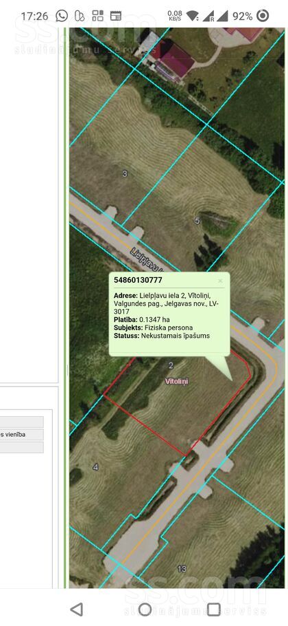 Lielpļavu iela 2, Vītoliņi, Jelgava un raj., Valgundes nov. — zeme