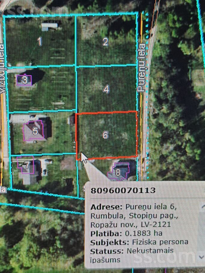 Pureņu 6, Rumbula, Rīgas rajons, Stopiņu nov. — zeme