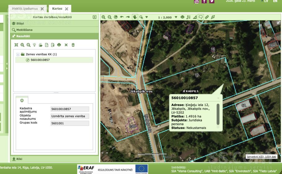 Ķieģeļu 12, Jēkabpils un raj., Jēkabpils — zeme