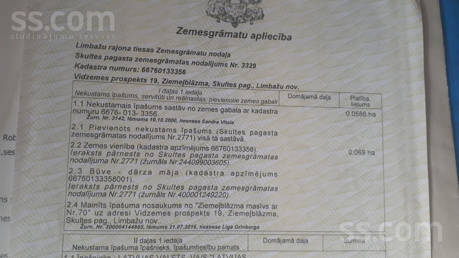Vidzemes pr. 19, Ziemeļblāzma, Limbaži un raj., Skultes pag. — maja