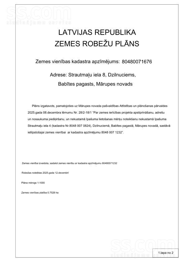 Strautmalu 8, Dzilnuciems, Rīgas rajons, Babītes pag. — zeme