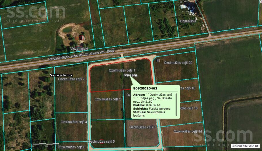 Ozolmuižas ceļš 1, Pabaži, Rīgas rajons, Sējas nov. — zeme