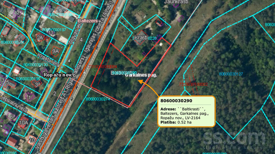 Baltkrasti, Baltezers, Rīgas rajons, Garkalnes nov. — zeme