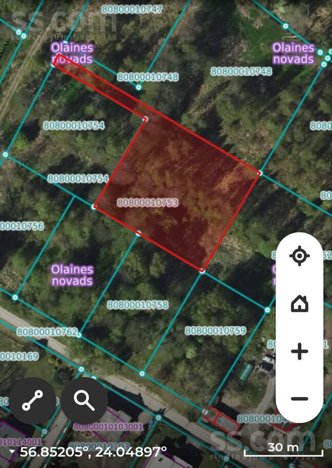 Ceriņu 13, Stūnīši, Rīgas rajons, Olaines pag. — zeme