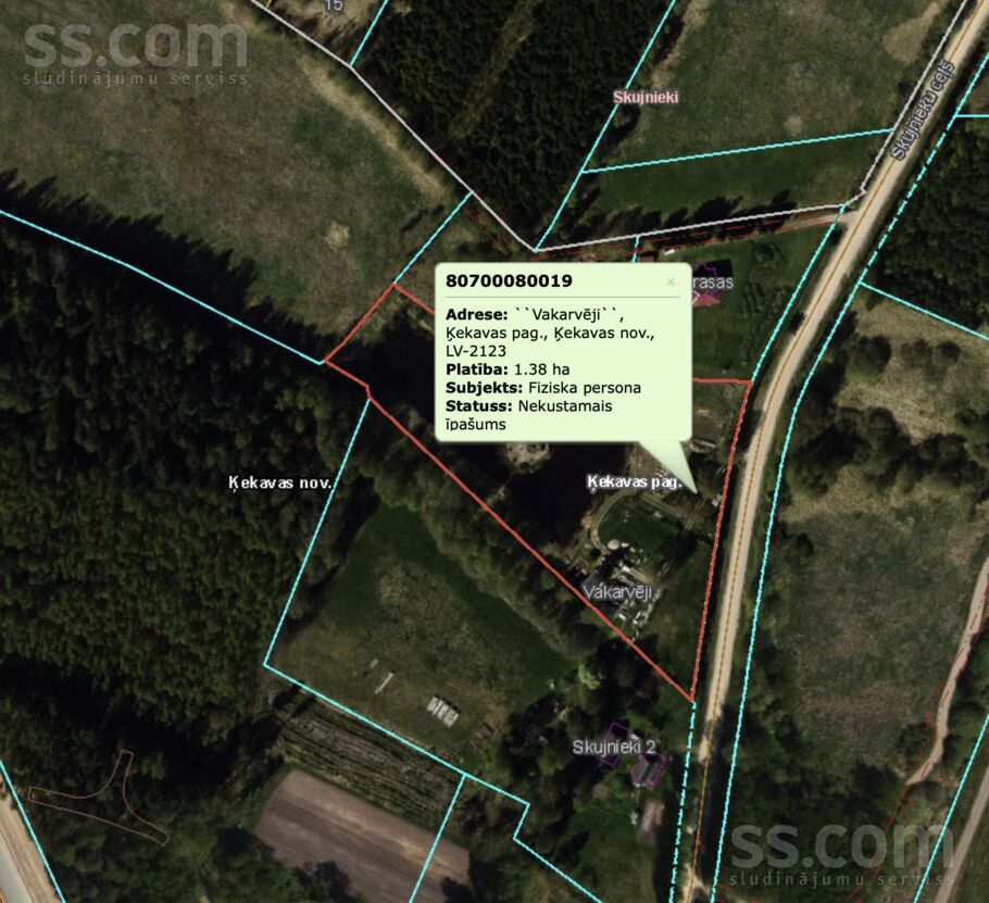 Vakarvēji, Skujnieki, Rīgas rajons, Ķekavas pag. — zeme