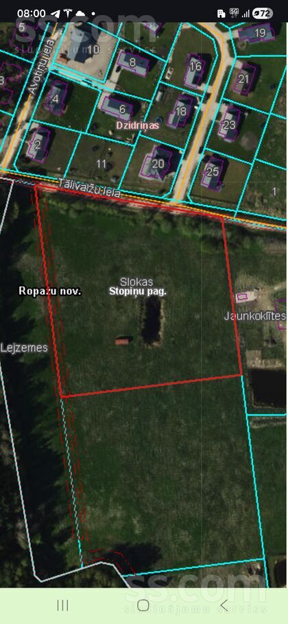 Talivalzu, Dzidriņas, Rīgas rajons, Stopiņu nov. — zeme