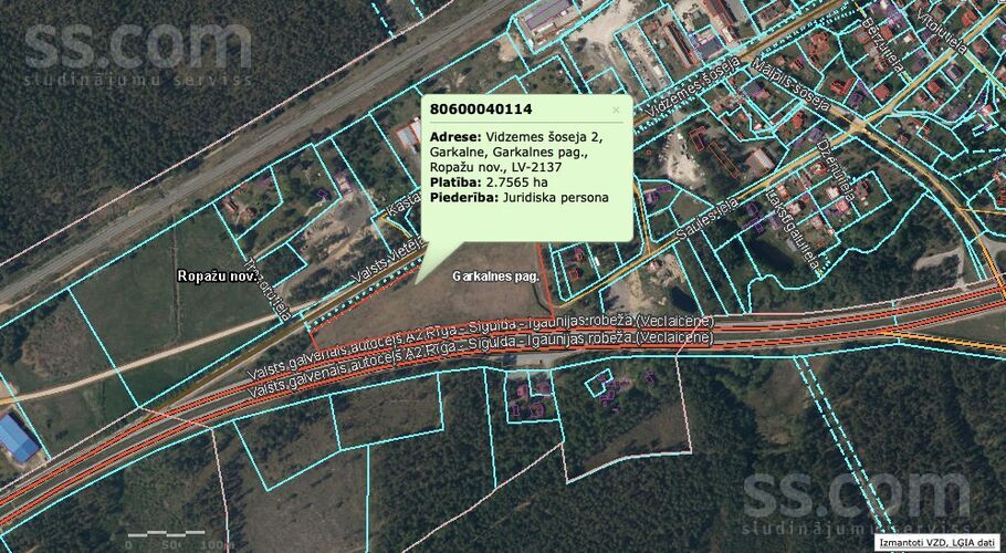 Vidzemes šoseja 2, Garkalne, Rīgas rajons, Garkalnes nov. — zeme