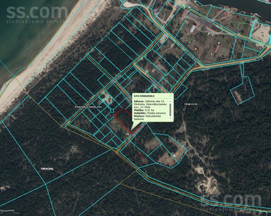 Zeltenes iela 14, Liepāja un raj., Pāvilosta — zeme