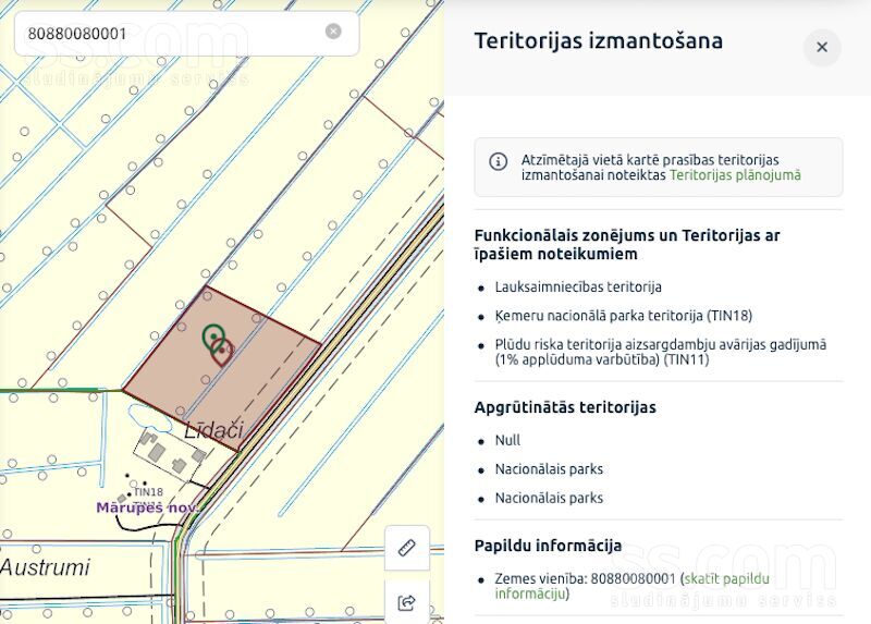 Žubītes, Pavasari, Rīgas rajons, Salas pag. — zeme