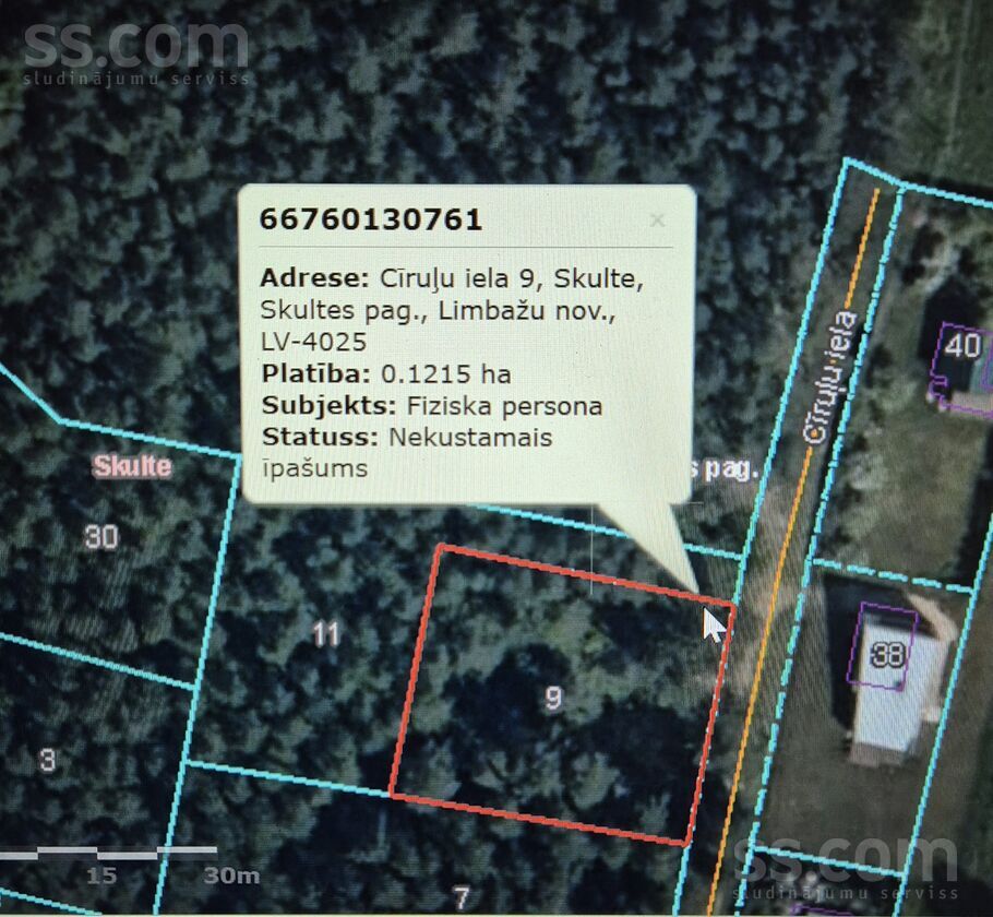 Cīruļu 9, Skulte, Limbaži un raj., Skultes pag. — zeme