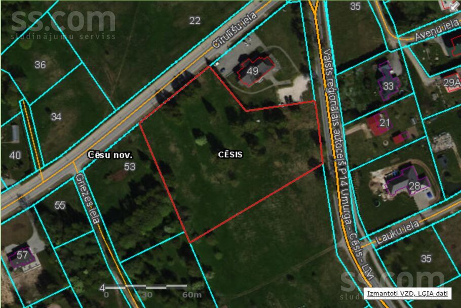 Pētera iela 36, Cēsis un raj., Cēsis — zeme