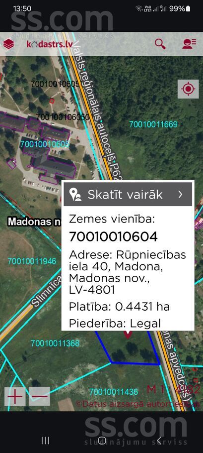 Rupniecibas iela 40, Madona un raj., Madona — zeme