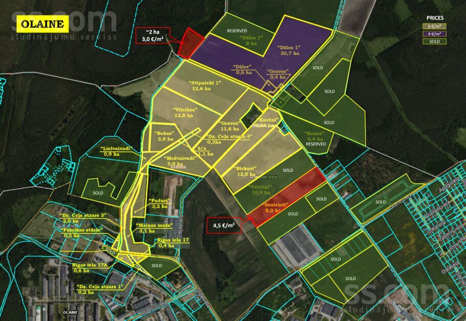 Saulrieti, Grēnes, Rīgas rajons, Olaines pag. — zeme