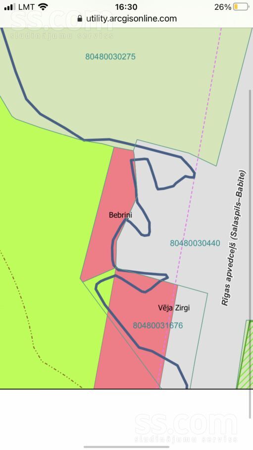 Bebriņi, Piņķi, Rīgas rajons, Babītes pag. — zeme