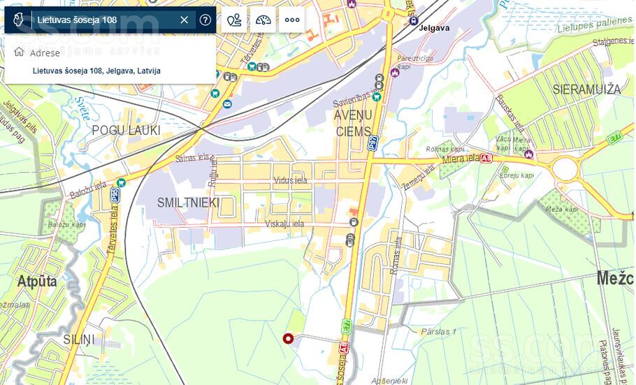 Lietuvas šoseja 108, Jelgava un raj., Jelgava — zeme