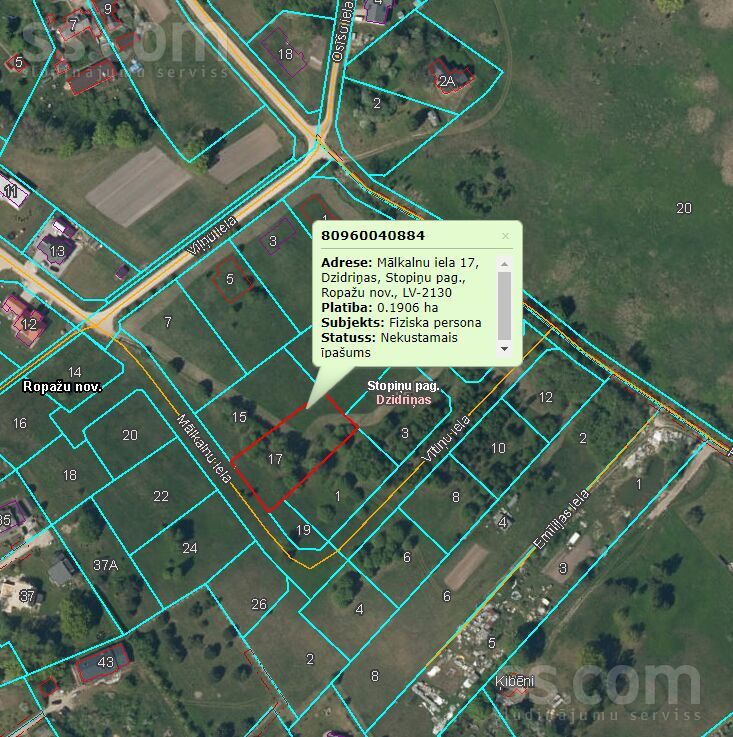 Mālkalnu iela 17, Dzidriņas, Rīgas rajons, Stopiņu nov. — zeme