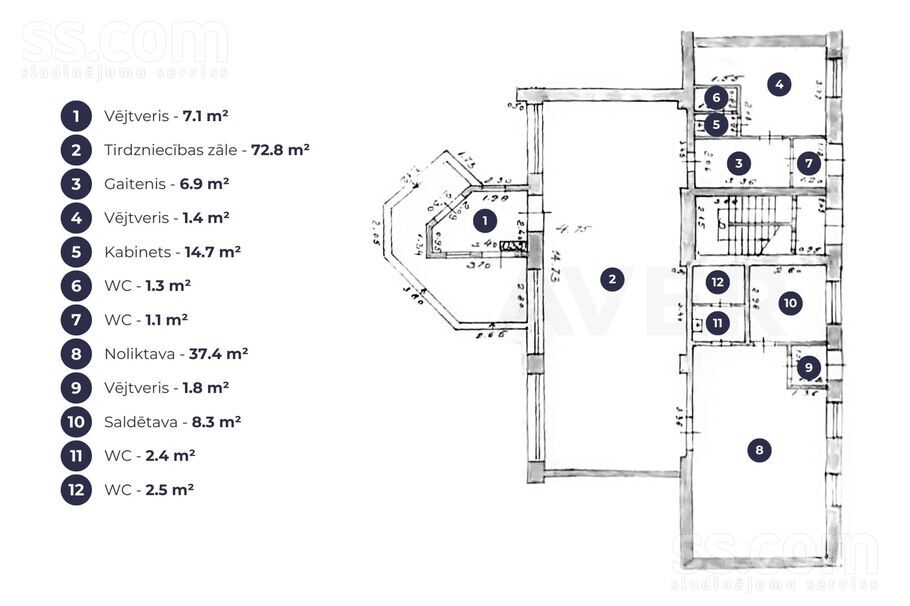 Raiņa iela 12, Valka un raj., Valka — telpa