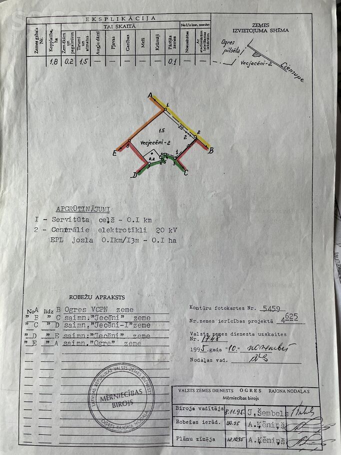 Vecjecēni 2, Ciemupe, Ogre un raj., Ogresgala pag. — zeme