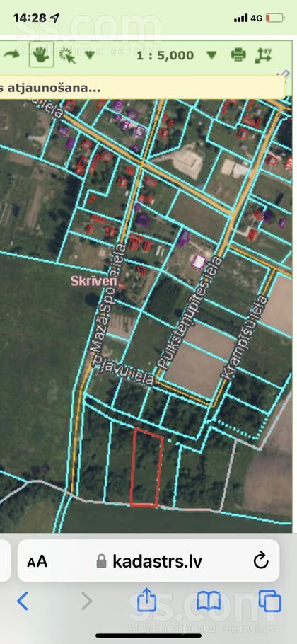 Krampīšu iela 13, Skrīveri, Aizkraukle un raj., Skrīveru pag. — zeme
