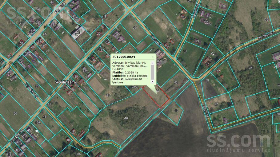 Brīvības iela 44, Madona un raj., Varakļāni — zeme