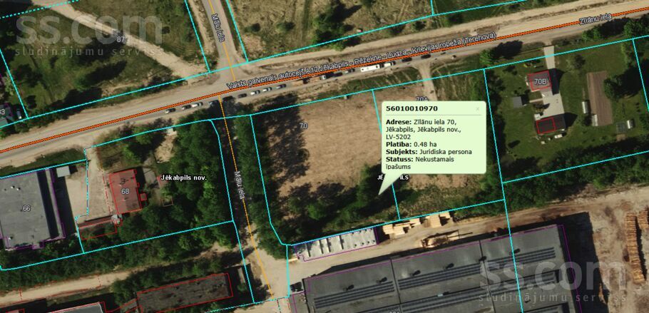 Zīlānu 70, Jēkabpils un raj., Jēkabpils — zeme