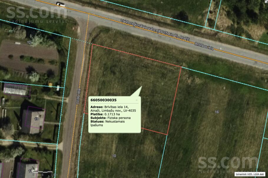 Brīvības iela 14, Limbaži un raj., Ainaži — zeme