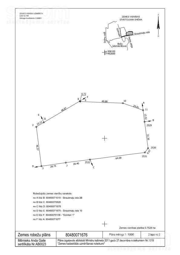Strautmalu 8, Dzilnuciems, Rīgas rajons, Babītes pag. — zeme