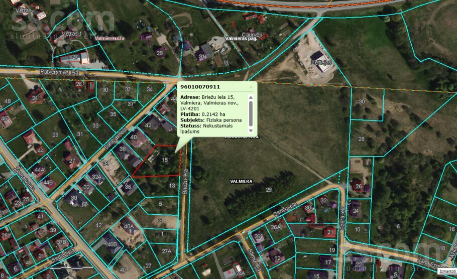 Briežu 15, Valmiera un raj., Valmieras pag. — zeme